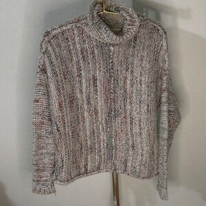Anthropologie Gray Multicolor Turtleneck Sweater